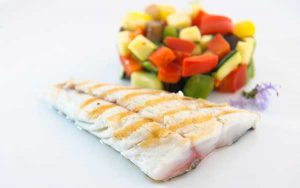 Filetto di ombrina su crema di burrata